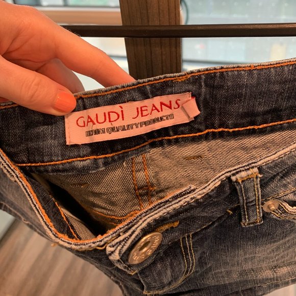 Gaudi Jean Short Orange Gem Logo - Picture 3 of 7